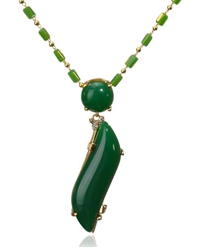 1 Stück Imitation Jade Kette, Bohemian Halskette, Damen Anhänger Halskette, Bambus Mode Halskette, Damenschmuck, Smaragd von TPZORJX
