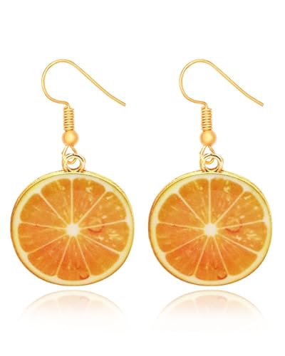 TPZORJX 1 Paar Früchte Ohrringe - Frucht ohr-bolzen Lustige Nette Ohrringe Lemon Drops Baumeln Frauen,für Frauen Mädchen Sommer Strand Schmuck(orange Farbe) von TPZORJX