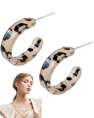 TPZORJX 1 Paar Leopard Hoop Drop Ohrringe Schildpatt Acryl Ohrringe Leichtes Geometrisches Kreis Harz Ohrringe Gesprenkelt Angabe Prom Offene Reifen Baumeln Ohrstecker Ohrringe Schmuck Für Frauen von TPZORJX