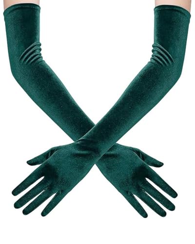 TPZORJX 1 Paar Opernhandschuhe, Stretch-Samt-Handschuhe für Damen, lange Samt-Handschuhe, Tanz-Abendhandschuhe für Damen von TPZORJX