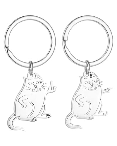 TPZORJX 1 Paar Partner Schlüsselanhänger Katze Paare Pärchen Paar Geschenke für Beide Katzen Schlüsselanhänger Personalisiert Edelstahl Cat Couple Keychain Beste Freundin Freundschaft Geschenke von TPZORJX
