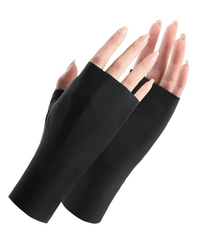 TPZORJX 1 Paar UV Shield Handschuhe,Maniküre Fingerlose Handschuhe,Professionelle UPF50+ Anti-UV Schutz Handschuh Ohne Fingerkuppen für Maniküre Nagellack Fitness Radfahren Angeln(Schwarz) von TPZORJX