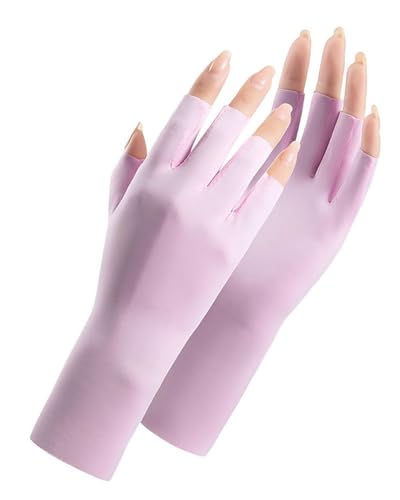 TPZORJX 1 Paar UV Shield Handschuhe Nägel,Maniküre Fingerlose Handschuhe,Professionelle UPF50+ Anti-UV Schutz Handschuh Ohne Fingerkuppen für Maniküre Nagellack Fitness Radfahren Angeln(Lila) von TPZORJX