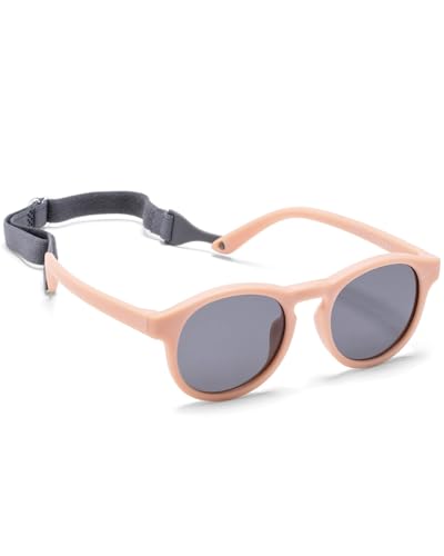 TPZORJX 1 Stück 0-24 Monate Baby-Sonnenbrille, polarisiert, mit verstellbarem weichem Silikonrahmen, runde Kinderschutz-Sonnenbrille, geeignet für Babys von 0-2 Jahren von TPZORJX