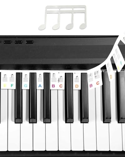 TPZORJX 1 Stück Abnehmbare Klaviertastatur Notenetiketten- für Volle Größe 88 Tasten Silikon mit Metallclip, Wiederverwendbare für Kinder und Anfänger(wird mit einem Clip geliefert) von TPZORJX