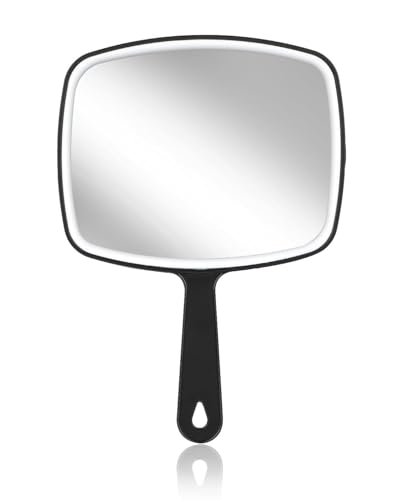 TPZORJX 1 Stück Handspiegel- Handspiegel mit Griff Großer Handspiegel Quadratischer Hand-Kosmetikspiegel Einseitiger Tragbarer Make-up-Spiegel Reise Handspiegel für Männer und Frauen(Schwarz) von TPZORJX