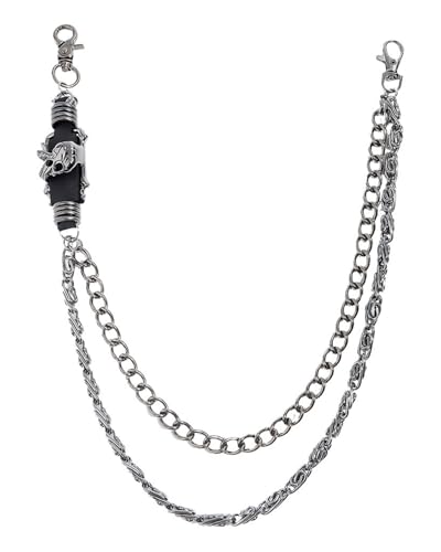 TPZORJX 1 Stück Hosenkette – Punk-schwarze Gothic-Hosenkette, doppellagig, Jeans-Geldbörse, modisch für Damen und Herren von TPZORJX