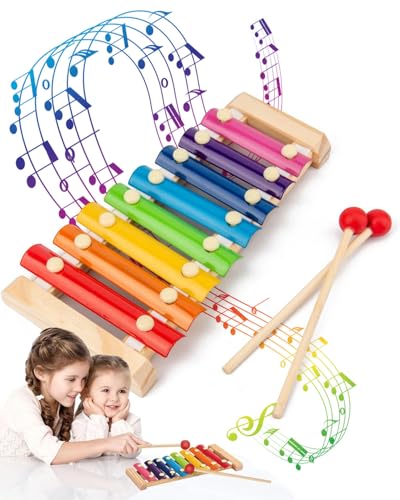 TPZORJX 1 Stück Xylophon, Glockenharfe Holz-Musikinstrument mit 2 Glockenharfen-Schlägeln, Buntes Xylophon für Erwachsene und Kinder, Lernspielzeug Geschenk von TPZORJX