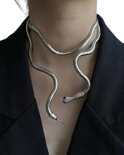 TPZORJX 1 Stück snake necklac - Kette und Armbänder Zufällige Biegung Halsketten de Hand Ketten Punk de Einstellbarer de Schmuck für Frauen und Mädchen(Silber) von TPZORJX