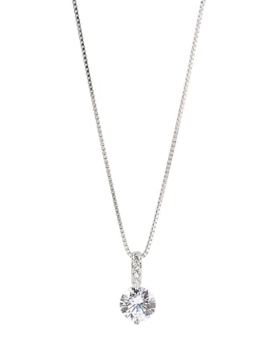 TPZORJX 1 pcs Damen 925 Sterling Silber Anhänger Halskette 8mm Zirkonia Anhänger Halskette kette Choker, Mit Geschenkbox von TPZORJX