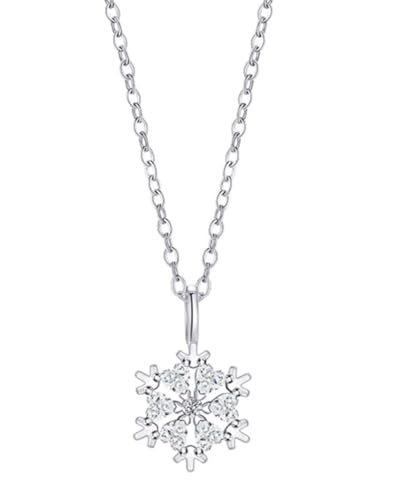 TPZORJX 1 pcs Schneeflocke Halskette Silber für Damen Anhänger Schneeflocke Kette Sparkle Hypoallergene Halsketten 18K Weißgold Vergoldet Weihnachten Jewerly, Mit blauer-rosa Geschenkbox von TPZORJX