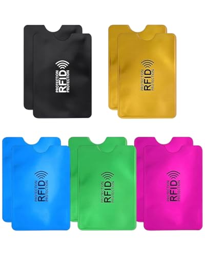 TPZORJX 10PCS RFID Blocker Kartenhülle 5 Farben, Kreditkartenhülle Blockierende Hüllen RFID Kartenschutzhalter Identitätsdiebstahl Prävention für Frauen und Männer von TPZORJX