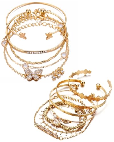 TPZORJX 12 pcs Böhmischen Kristallarmbändern Wahrsagerin Kostüm, Handkette, Indischer Schmuck, Armband Set Damen, Bollywood Kostüm Damen, Zigeuner Kostüm, Handschmuck,damen handkette schmuck von TPZORJX