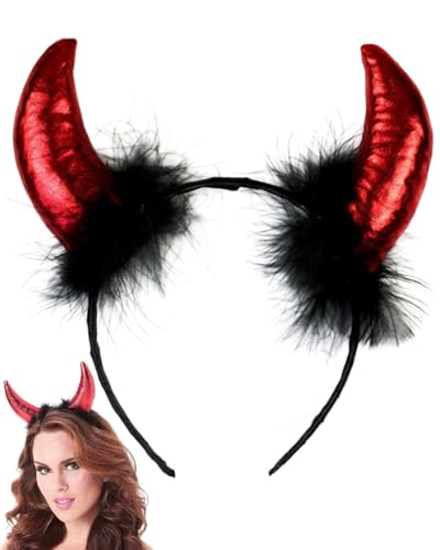 TPZORJX 1PCS teufelshörner,Teufelshörner Teufels Ohren Haarreif rot schwarz | Haarschmuck für Damen Herren & Kinder | Kopfschmuck zu Halloween | Kostüm Deko Accessoire für Fasching - Karneval Partys von TPZORJX