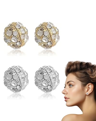 TPZORJX 2 Paare Magnetohrringe - Magnetische Ohrringe Damen Ohrringe Magnetisch Damen Ohrringe Magnet Ohrringe Herren,für Hochzeits- oder Feiertagsgeschenke für Frauen(Gold + Silber) von TPZORJX