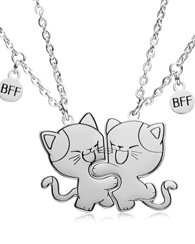 TPZORJX 2 pcs Beste Freunde,Katze passende Halskette Anhänger Mädchen Edelstahl Katze Freundschaft Halskette BFF, Schwestern Anhänger Halskette Freundschaft Schmuck Geschenk, für Liebhaber, Freunde TPZORJX 2 pcs Beste Freunde,Katze passende Halskette Anhänger Mädchen Edelstahl Katze Freundschaft Halskette BFF, Schwestern Anhänger Halskette Freundschaft Schmuck Geschenk, für Liebhaber, Freunde von TPZORJX