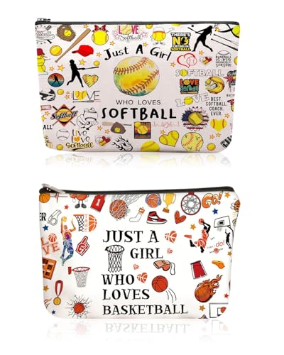 TPZORJX 2 pcs Make up Taschen für Frauen,Kosmetiktasche Waschtasche,Lagerung Kosmetiktasche Multifunktionaler,mit Sportbällemotiv und Reißverschluss für Teenager Tochter Schwester Beste Freundin von TPZORJX