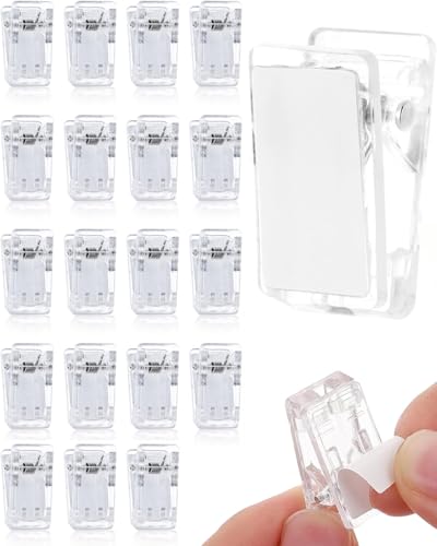 TPZORJX 20Pcs Klebrige Federclips Selbstklebende Federklammern Transparente Kunststoff Klebeklammern Outdoor Selbstklebend Wandclips Deko Clip Selbstklebende Wandclips Für Fotodokumente von TPZORJX