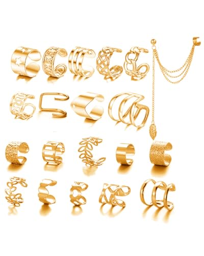 TPZORJX 20pcs Ear Cuff Set Ohrmanschette Ohrringe Clip auf Wickel Ohrring Nicht Piercing Knorpel Manschette Kette Ohrringe Ohrklemme für Damen Einstellbar Schlange Schmetterling Ohr Cuffs von TPZORJX