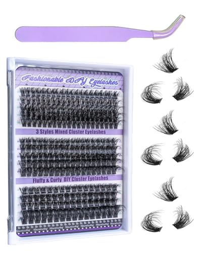 TPZORJX 270 Stück Wimpern Extensions 60-80-100 D Curl Lash Extension Kommt mit Pinzette Set Künstliche Wimpern für Wimpernverlängerung zu Hause DIY Extensions für Anfänger Mädchen-Lila von TPZORJX