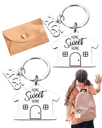TPZORJX 2Pcs Einzugsgeschenke Wohnung Schlüsselanhänger Geschenk, mit Grußkarte Umschlag,zu Einzug Neues Zuhause Neues Abenteuer Home Sweet Home für Frauen Männer von TPZORJX