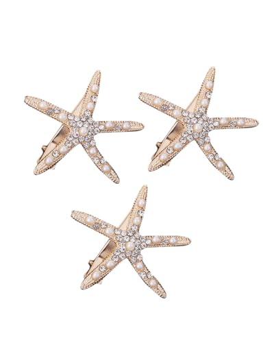 TPZORJX 3 Stück Seestern Haarspangen Mädchen - Blumenmädchen-Zubehör für Hochzeit, Diamant Haarspange Haarnadel,für Mädchen Frau Haarschmuck verwendet von TPZORJX