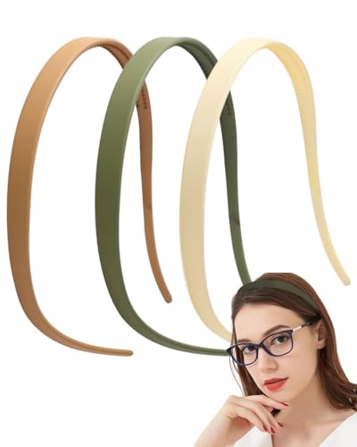 TPZORJX 3 Stück gezacktes Stirnband, einteiliges dünnes Damenstirnband, mattes Finish, rutschfest, perfekt für Brillen und den täglichen Gebrauch (Weiß, Helles Curry, Grün) von TPZORJX