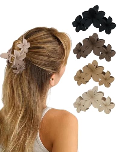 TPZORJX 4 Stück Haarklammern für Damen,Leichte Rutschfeste Haarspange,Französisches Damen,Flach Sicherer Halt Innenzähne Haar Krallen,Starker Halt Seitliche -Blumengreifer von TPZORJX