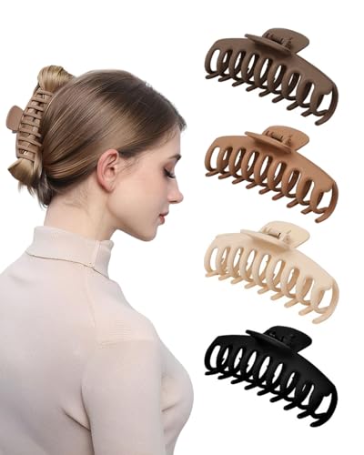 TPZORJX 4 Stück Haarklammern für Damen,Leichte Rutschfeste Haarspange,Französisches Damen,Flach Sicherer Halt Innenzähne Haar Krallen,Starker Halt Seitliche-Kielhaarnadel von TPZORJX