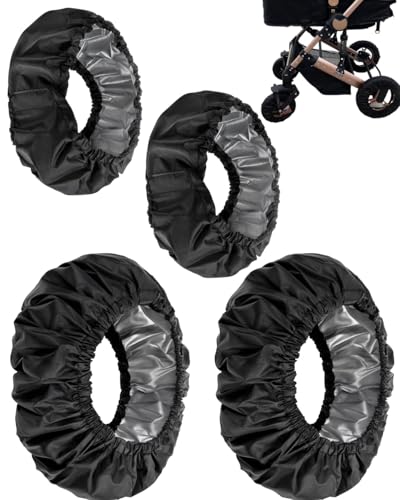 TPZORJX 4 Stück Radabdeckungen Für Babys,Kinderwagen Reifen Überzieher,wasserdichte Radschutzhülle Oxford Stoff, Kinderwagen Radabdeckung Rollstuhlschutzabdeckung Staubdicht Kinderwagen Zubehör von TPZORJX