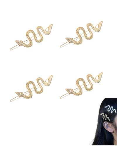 TPZORJX 4 Stück Schlangen Haarnadeln - Gold Strass Haarnadel Clips Legierung Vintage Haarspangen,Metall Haarnadeln Vintage Haarklemmen, Haarschmuck Accessoires für Frauen Mädchen von TPZORJX