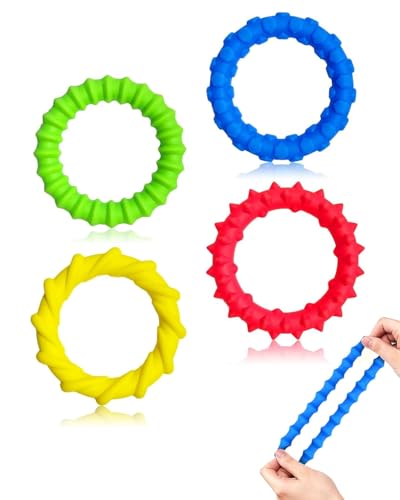 TPZORJX 4 Stück Sensorik Spielzeug Fidget Toys Kauarmband Kinder ADHS Autismus Dekompression Spielzeug zur Stressabbau und Angstlinderung, Mehrfarbig von TPZORJX