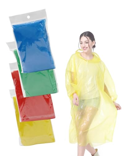TPZORJX 5 Stück Regenponcho,farbenfrohe Einwegponchos für Männer und Frauen,Regenponchos Wanderzubehör für Wanderausrüstung,Musikfestivals,Karneval,wasserdichte Mackintoshes,eine Größe passt allen von TPZORJX