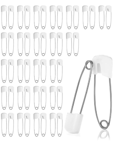 TPZORJX 50Pcs Baby Sicherheitsnadeln Klein 40mm Windel Stifte Baby Kleinkind Kind Kinder Sicherheitsnadel,Windel Stifte Mit Verriegeln Verschluss Craft Nähen Sicherheitsnadeln Plastiknadeln(Weiß) von TPZORJX