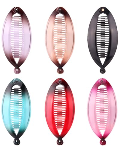 TPZORJX 6 Stück Banana Clips- Haarspangen Bananen Fisch Kämme Fischclips Banana Clip Hair Getönter Kamm Griffgröße für Damen Mädchen(gemischte Farben) von TPZORJX