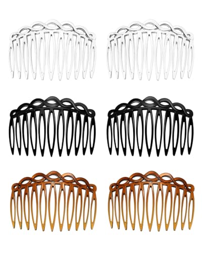 TPZORJX 6 Stück Haarkamm zum Stecken, Einsteckkamm, Steckkamm Haarkämmchen, French Twist Haarkämme, Kunststoff Seitenkämme mit 11 Zähnen Haar Kamm für Mädchen Damen von TPZORJX