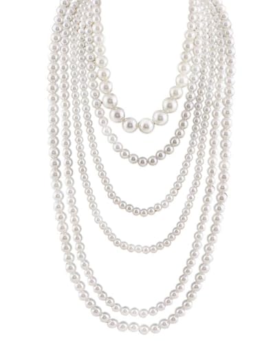 TPZORJX 6 Stück Perlenkette Damen|Perlenkette Lang|Perlenketten|1920s Gatsby Kostüm Accessoires Lange Perle Halskette|Modische Imitation Weisse Perlen Kette|Dame Weiße elegante künstliche Perlen TPZORJX 6 Stück Perlenkette Damen|Perlenkette Lang|Perlenketten|1920s Gatsby Kostüm Accessoires Lange Perle Halskette|Modische Imitation Weisse Perlen Kette|Dame Weiße elegante künstliche Perlen von TPZORJX