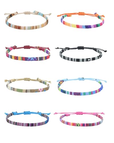 TPZORJX 8pcs Bunt Marine Seil Schnur Nautische Surf Armband, Einstellbare Mode Handgefertigt Geflochtenes Armbänder, Segeltau Armkettchen, Freundschaft Armbänder für Damen Herren Surfer Geschenk von TPZORJX