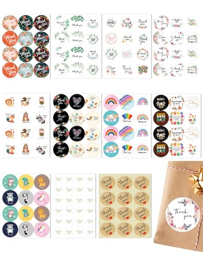 TPZORJX Aufkleber thankyou,144 Stück thankyou Etiketten Selbstklebend,Frohe thankyou Aufkleber zum Beschriften,Weihnachtsaufkleber für Papiertüten,Sticker für Adventskalender von TPZORJX