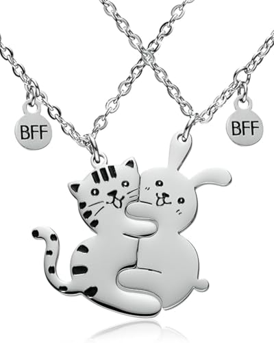 TPZORJX Beste Freunde,2 pcs Katze passende Halskette Anhänger Mädchen Edelstahl Katze Freundschaft Halskette BFF, Schwestern Anhänger Halskette Freundschaft Schmuck Geschenk, für Liebhaber, Freunde TPZORJX Beste Freunde,2 pcs Katze passende Halskette Anhänger Mädchen Edelstahl Katze Freundschaft Halskette BFF, Schwestern Anhänger Halskette Freundschaft Schmuck Geschenk, für Liebhaber, Freunde von TPZORJX
