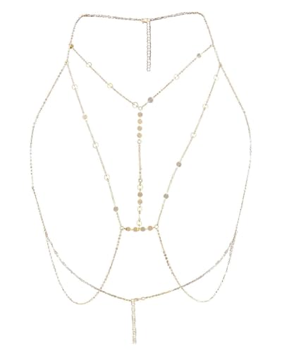 TPZORJX Fashion Einfache Körperkette - Einstellbar Bauch Körper Kette Halskette Bikini Kabelbaum Körper Hüftkette Taillenkette Body Chain Sommer Strand Körperschmuck für Frauen, Gold von TPZORJX