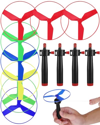 TPZORJX Flying Gyroscope, Propeller Spiel mit 4 Griffen und 8 Propeller, 10cm Durchmesser, Spielzeug Flying Game, Pull Line Frisbee von TPZORJX