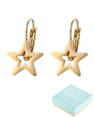 TPZORJX Goldene Stern-Ohrringe Gold Damen Perlen Ohrringe Zarte Perlen Ohrstecker Knorpel Huggie Ohrstecker Hypoallergene Ohrringe 18K Vergoldet Modeschmuck für Frauen und Mädchen von TPZORJX