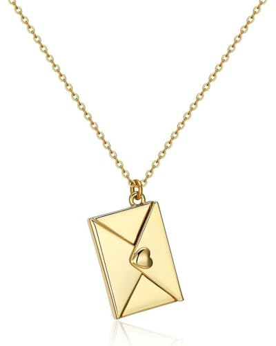 TPZORJX Halskette mit Briefumschlag Anhänger - Kette Gravur mit Liebesbrief geheimer nachricht ”love you” Personalisierte Anhänger Halskette für Valentinstag Muttertag Geburtstag von TPZORJX