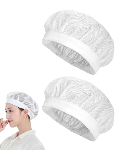 TPZORJX Kochmützen - 2 PCS Kochmütze für Küche Kochen, Chef Hut Verstellbar Catering Service Haarnetz Küche Wiederverwendbare Mesh Dining Beanie Kochhaube Damen Herren(Weiß) von TPZORJX