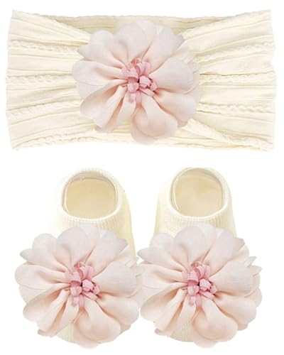 TPZORJX Nylon-Baby-Stirnbänder, Baby Haarbänder Schleifen für Mädchen weiche Schleife Kopfbedeckung Rutschfeste Socken elastische Haarbänder Baumwolle Säuglingssocken für Kleinkinder Neugeborene von TPZORJX