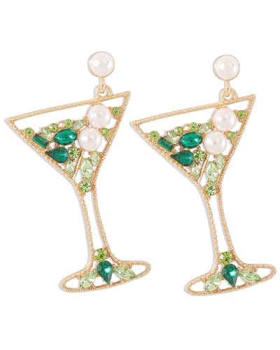 TPZORJX Ohrringe Obst Weinglas für Damen Frauen, Champagner Weinglas Pfosten Tropfen Ohrringe für Frauen Schmuck, für festliche Party(Grün) von TPZORJX