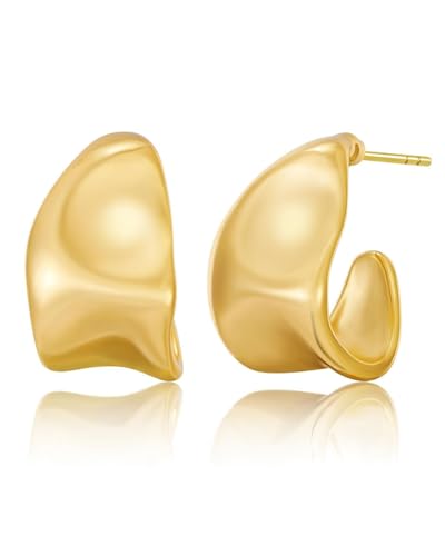 TPZORJX Ohrringe Silber 925 Creolen 14K Vergoldete Ohrringe Hängend Hypoallergen Offene Creolen Gold Tropfen Chunky Statement Silber für Damen Goldschmuck Geschenke - Gold TPZORJX Ohrringe Silber 925 Creolen 14K Vergoldete Ohrringe Hängend Hypoallergen Offene Creolen Gold Tropfen Chunky Statement Silber für Damen Goldschmuck Geschenke - Gold von TPZORJX
