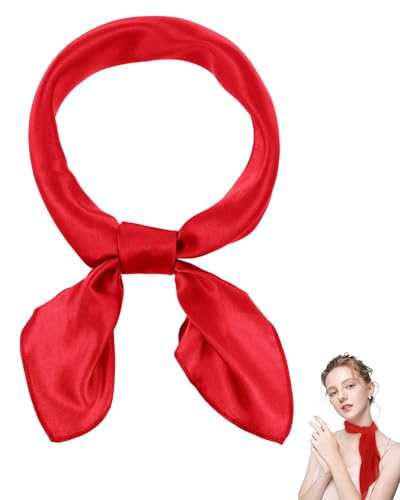 TPZORJX Seidentuch Damen, Seidenkopftuch, Einfarbiger Weicher Seidentuch, Halstuch Größe 70 cm x 70 cm, Damen Tuch Schal - Rot von TPZORJX