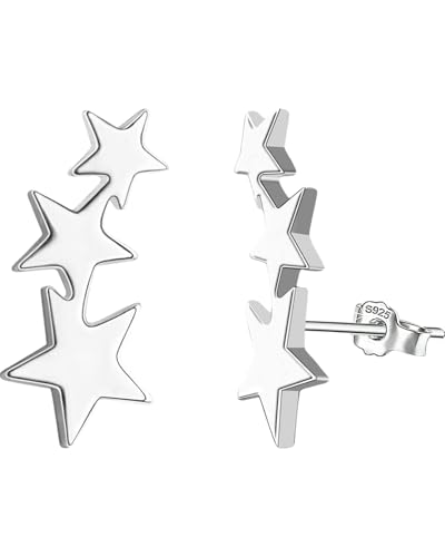 TPZORJX Stern Ohrringe Silber Damen Mädchen Hypoallergene Ohrringe Silber 925 Stecker Klein Stern Ohrstecker Gesundheitsstecker Ohrringe Mädchen Kinder Schmuck Geschenke,Mit blauer-rosa Geschenkbox von TPZORJX